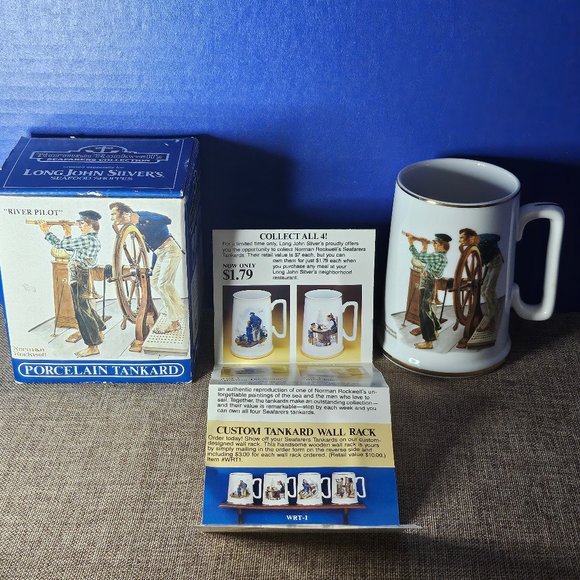 Vintage Norman Rockwell Mug 1985 River Pilot Coffee Cup 12 Ounce - Picture 12 of 13